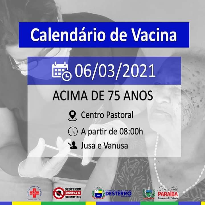 Atenção idosos acima de 75 anos, vacinação contra a Covid-19.